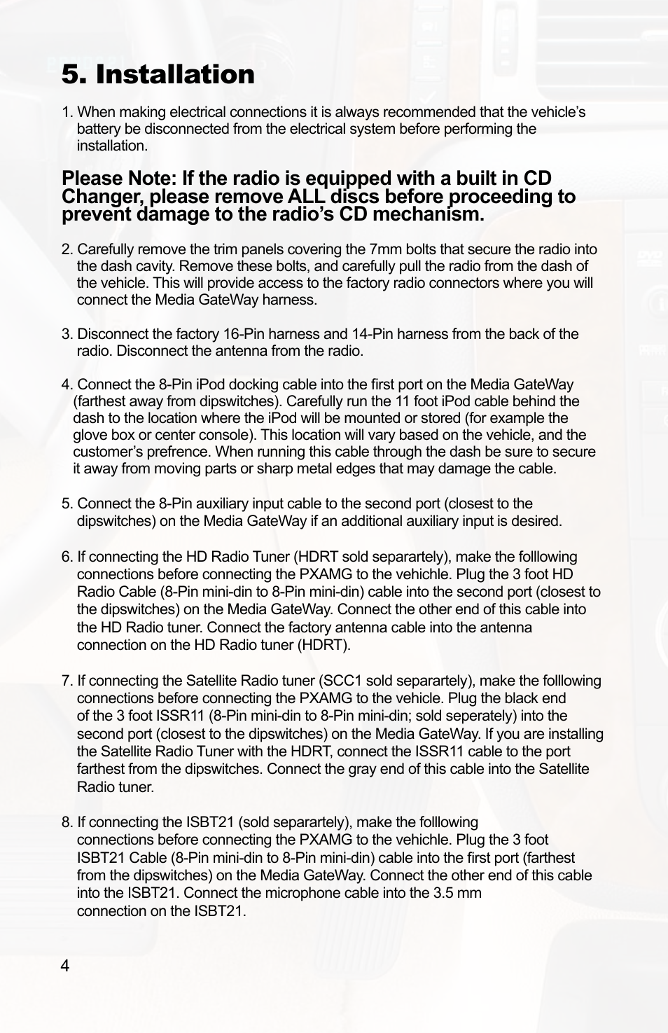 Installation | iSimple IPOD PXAMG User Manual | Page 6 / 17
