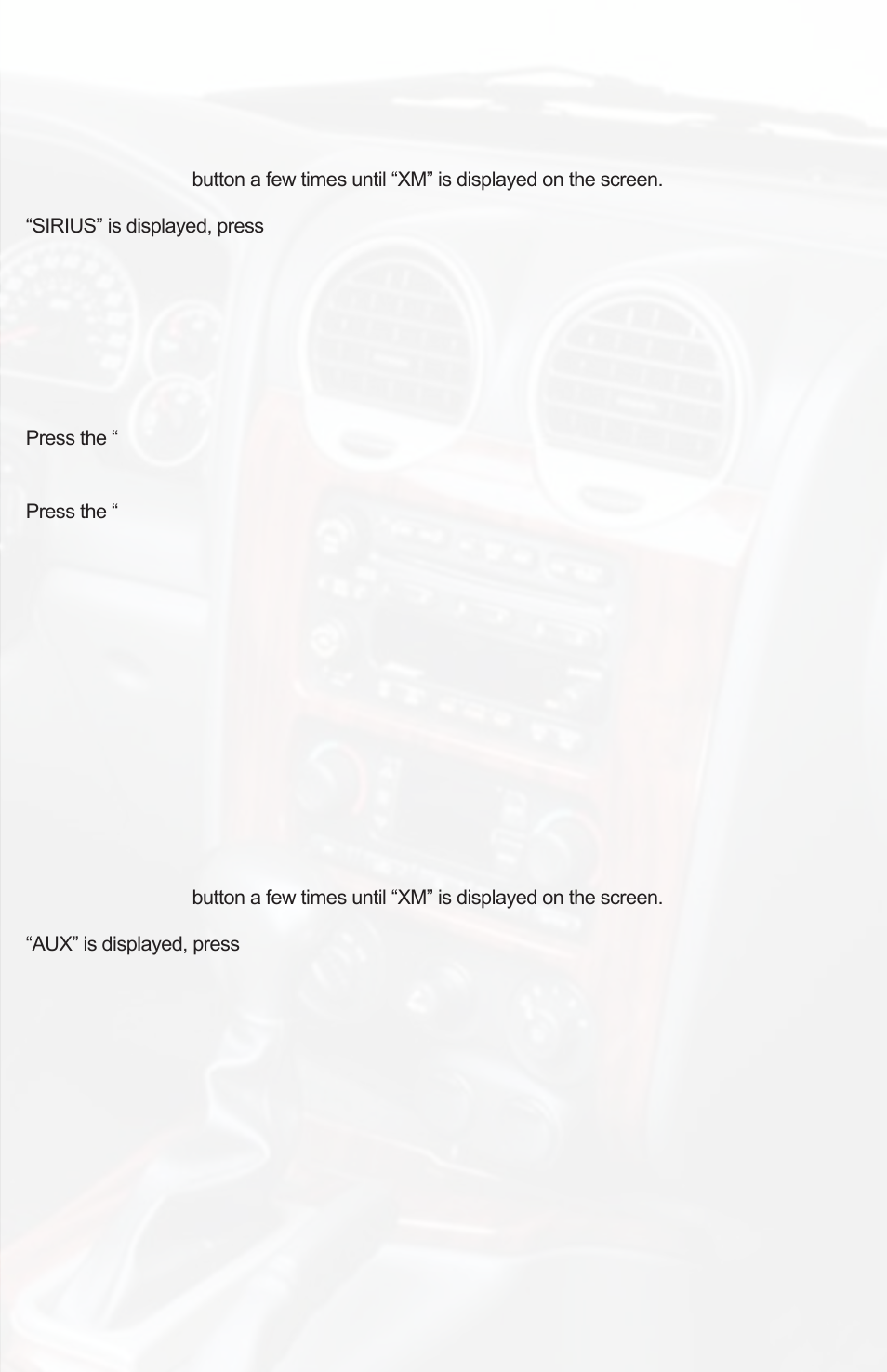 Sirius satellite radio operation, Selecting aux input | iSimple PGHGM5 User Manual | Page 7 / 11