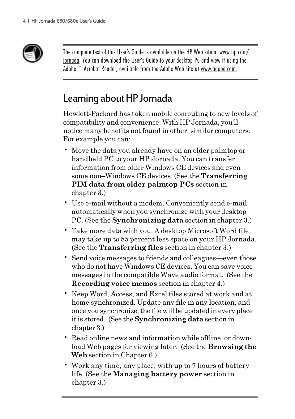 Learning about hp jornada | iSimple Handheld PC 680/680e User Manual | Page 10 / 202