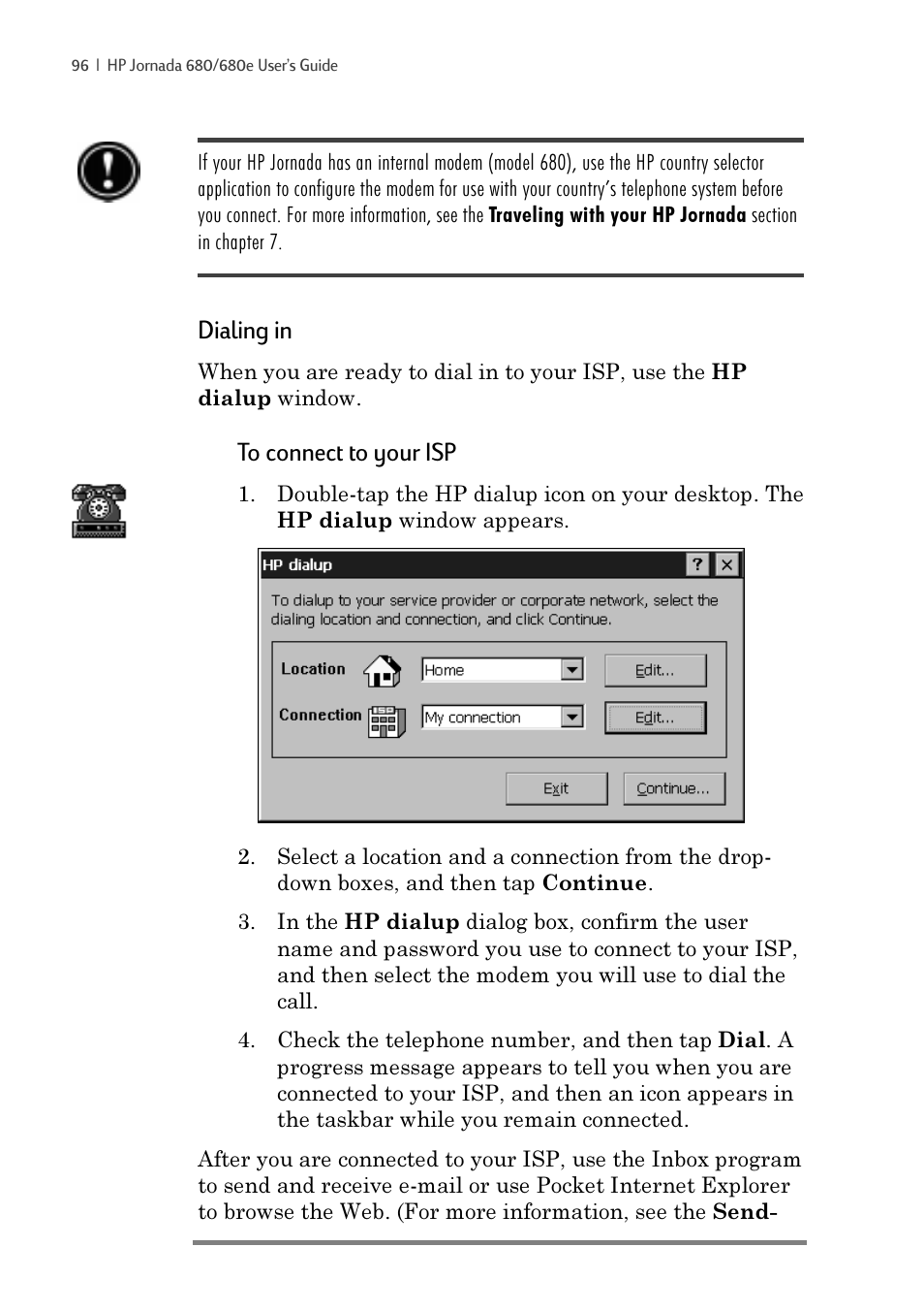 Dialing in | iSimple Handheld PC 680/680e User Manual | Page 102 / 202