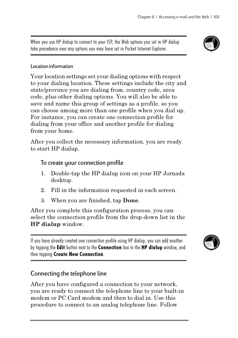 Connecting the telephone line | iSimple Handheld PC 680/680e User Manual | Page 109 / 202