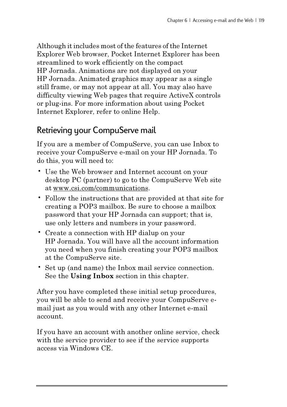 Retrieving your compuserve mail | iSimple Handheld PC 680/680e User Manual | Page 125 / 202