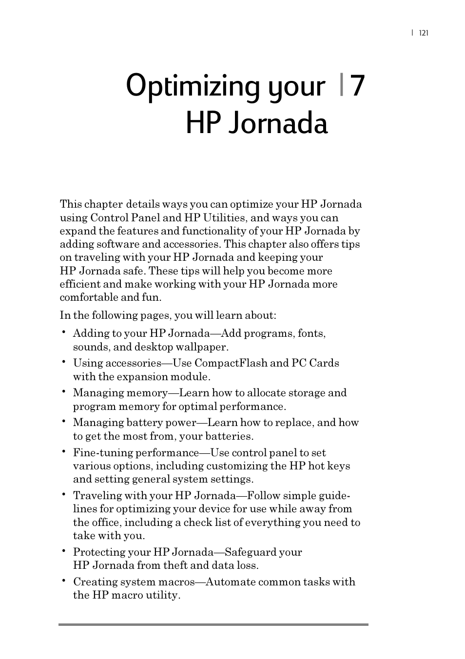 Optimizing your | 7, Hp jornada | iSimple Handheld PC 680/680e User Manual | Page 127 / 202