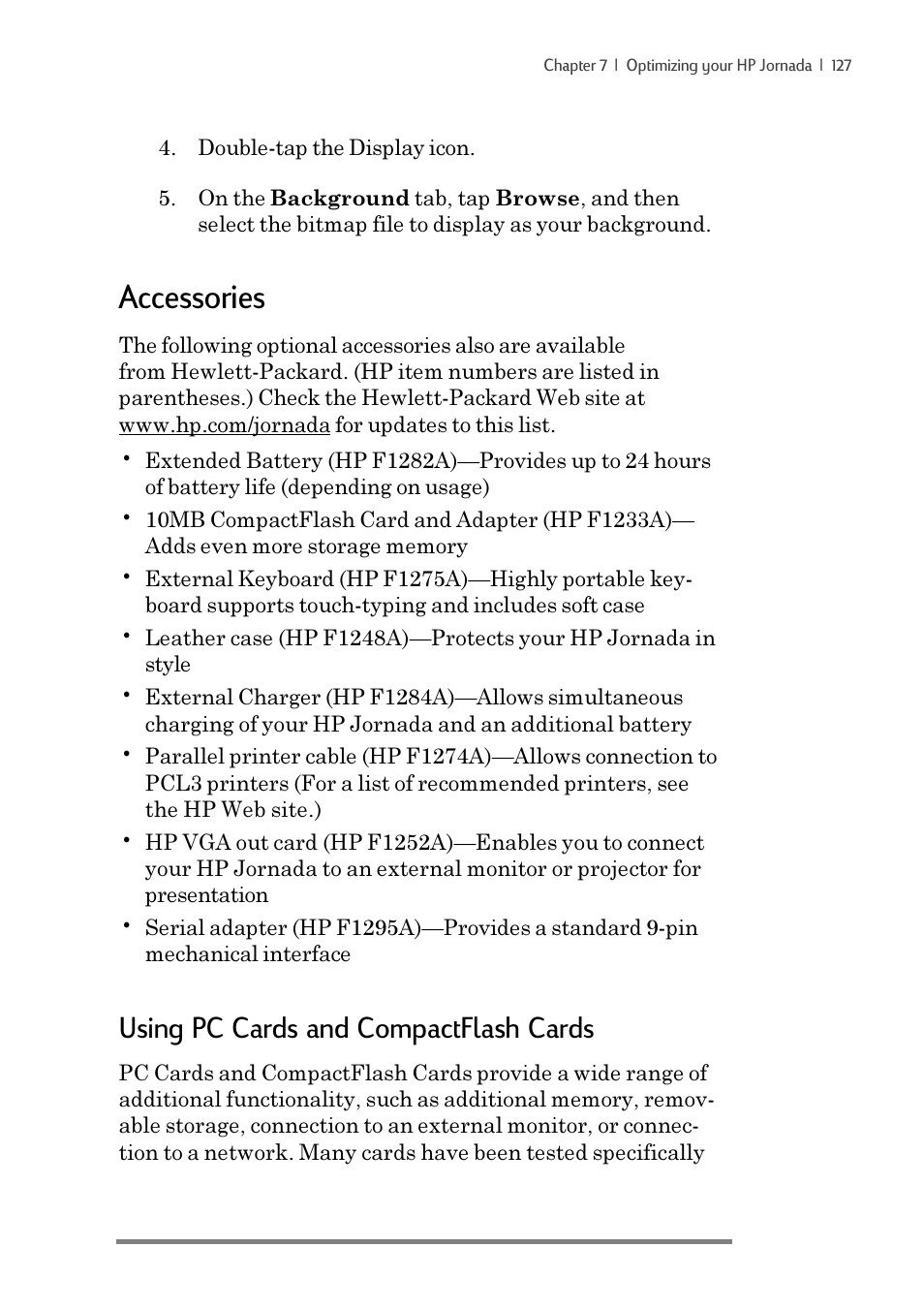 Accessories, Using pc cards and compactflash cards | iSimple Handheld PC 680/680e User Manual | Page 133 / 202