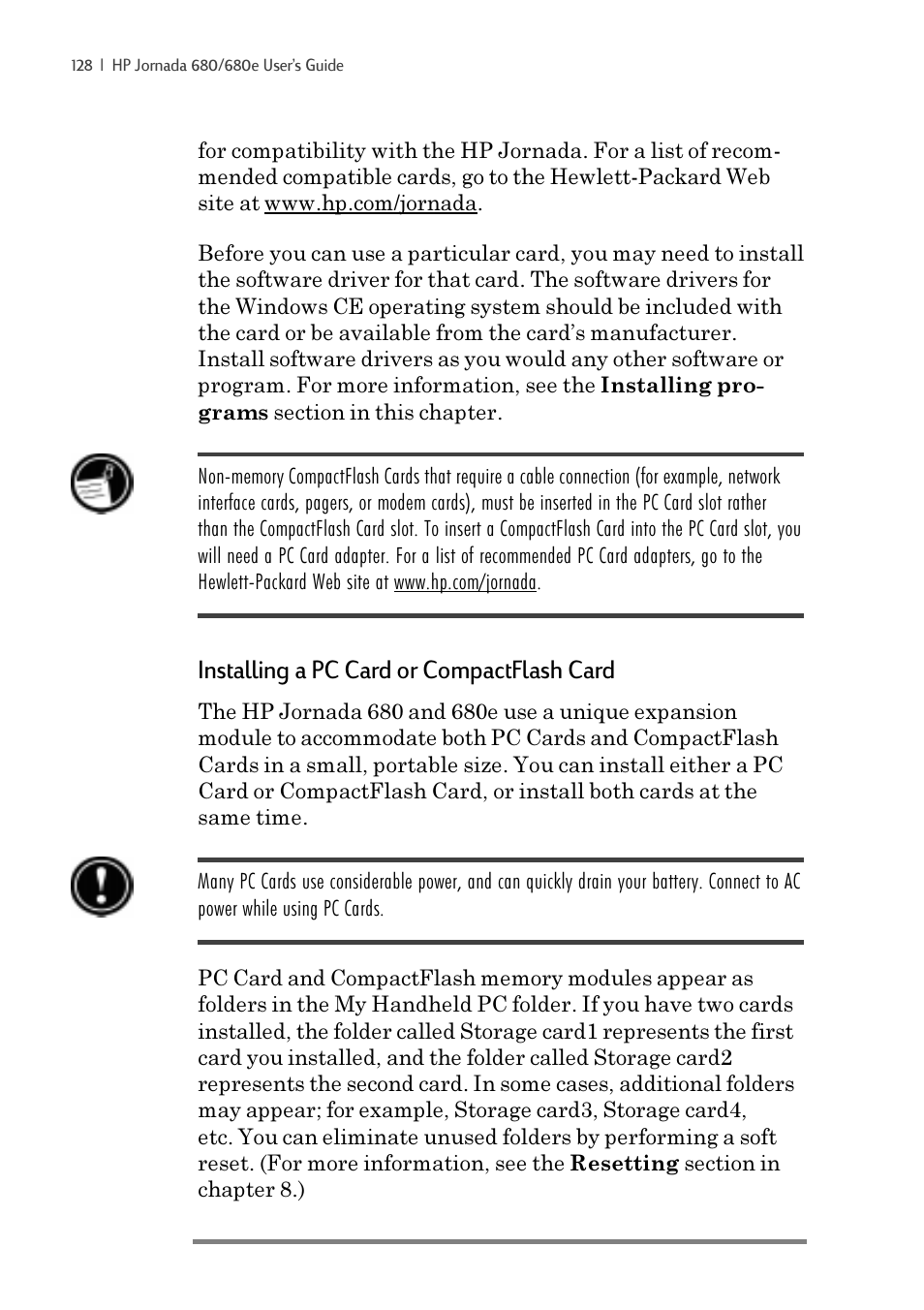 Installing a pc card or compactflash card | iSimple Handheld PC 680/680e User Manual | Page 134 / 202
