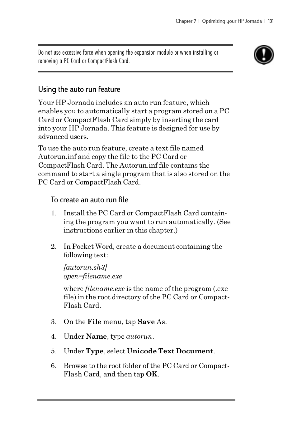 Using the auto run feature | iSimple Handheld PC 680/680e User Manual | Page 137 / 202