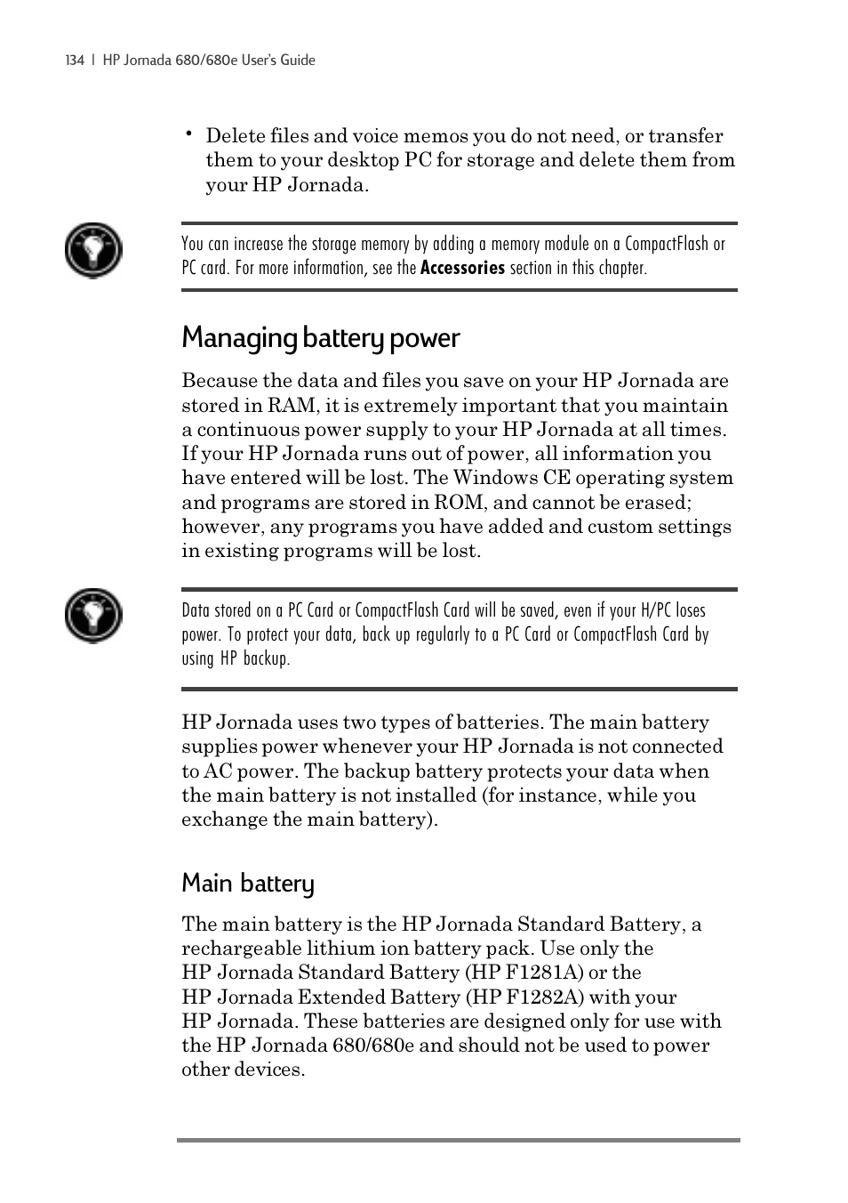 Managing battery power, Main battery | iSimple Handheld PC 680/680e User Manual | Page 140 / 202