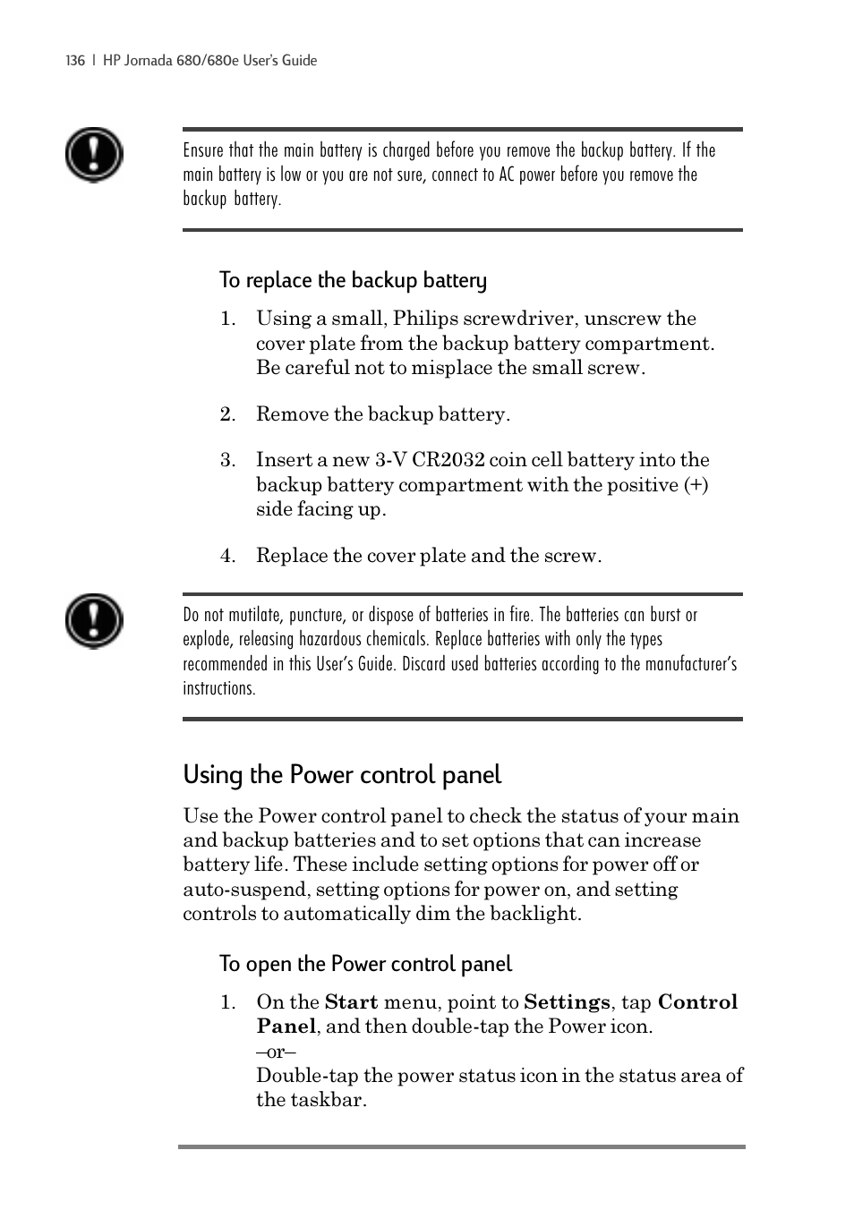 Using the power control panel | iSimple Handheld PC 680/680e User Manual | Page 142 / 202