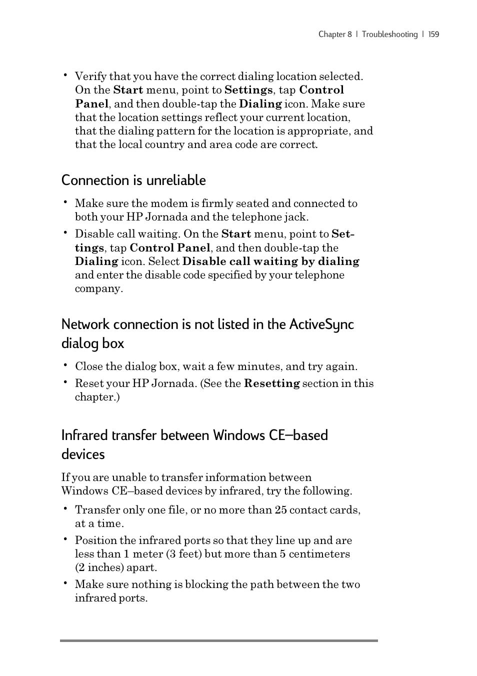 Connection is unreliable, Infrared transfer between windows cebased devices | iSimple Handheld PC 680/680e User Manual | Page 165 / 202