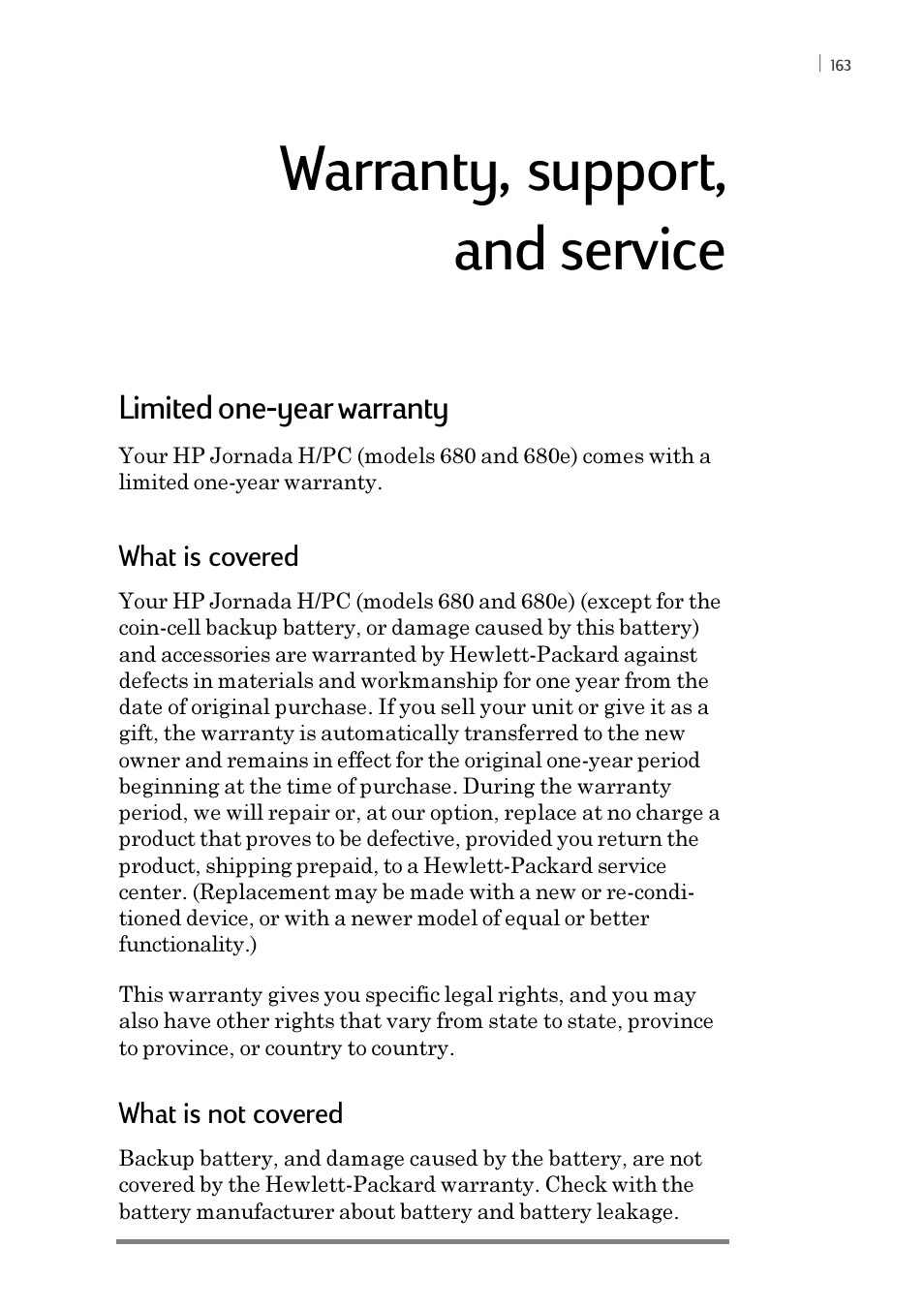 Warranty, support, and service, Limited one-year warranty, What is covered | What is not covered | iSimple Handheld PC 680/680e User Manual | Page 169 / 202