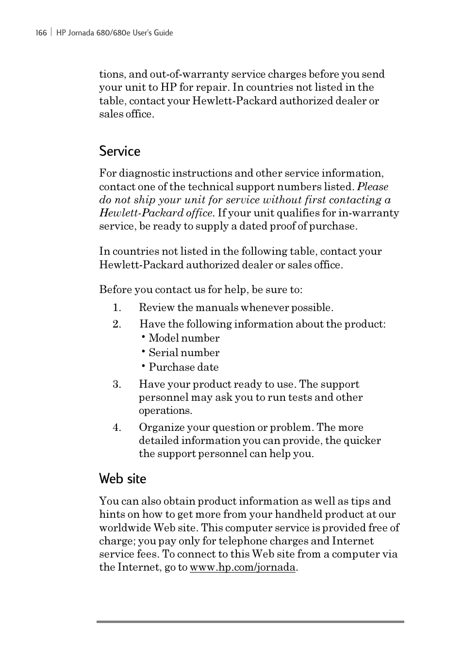Service, Web site | iSimple Handheld PC 680/680e User Manual | Page 172 / 202