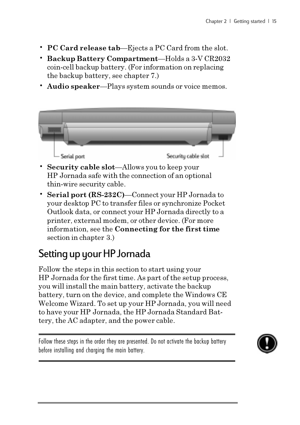 Setting up your hp jornada | iSimple Handheld PC 680/680e User Manual | Page 21 / 202