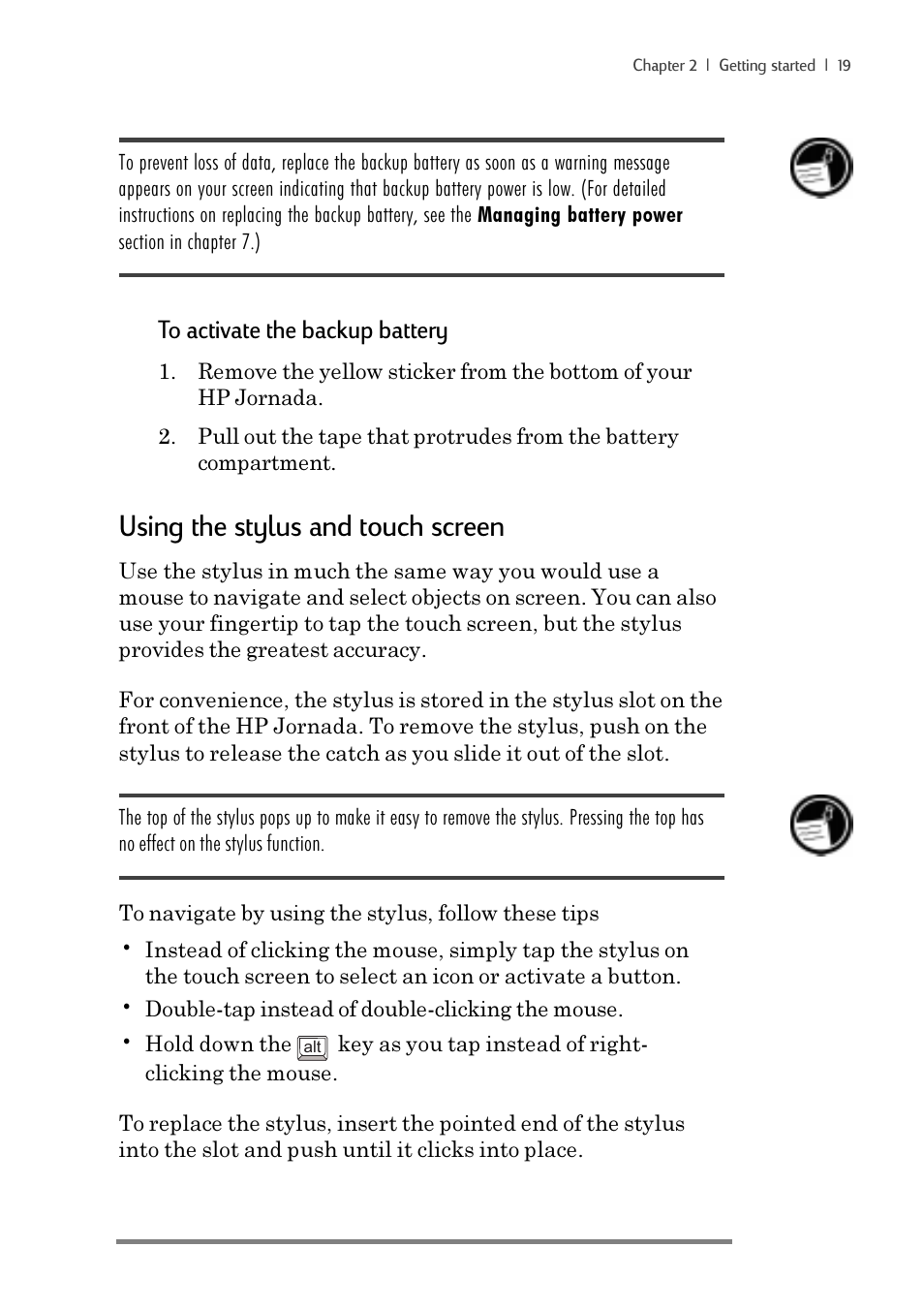 Using the stylus and touch screen | iSimple Handheld PC 680/680e User Manual | Page 25 / 202