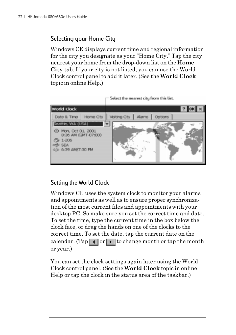 Selecting your home city, Setting the world clock | iSimple Handheld PC 680/680e User Manual | Page 28 / 202