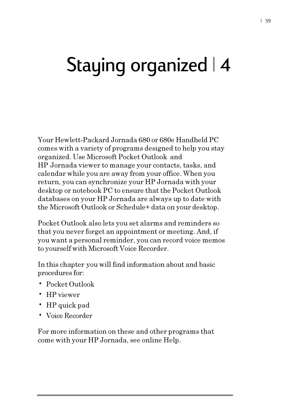 Staying organized | 4 | iSimple Handheld PC 680/680e User Manual | Page 65 / 202