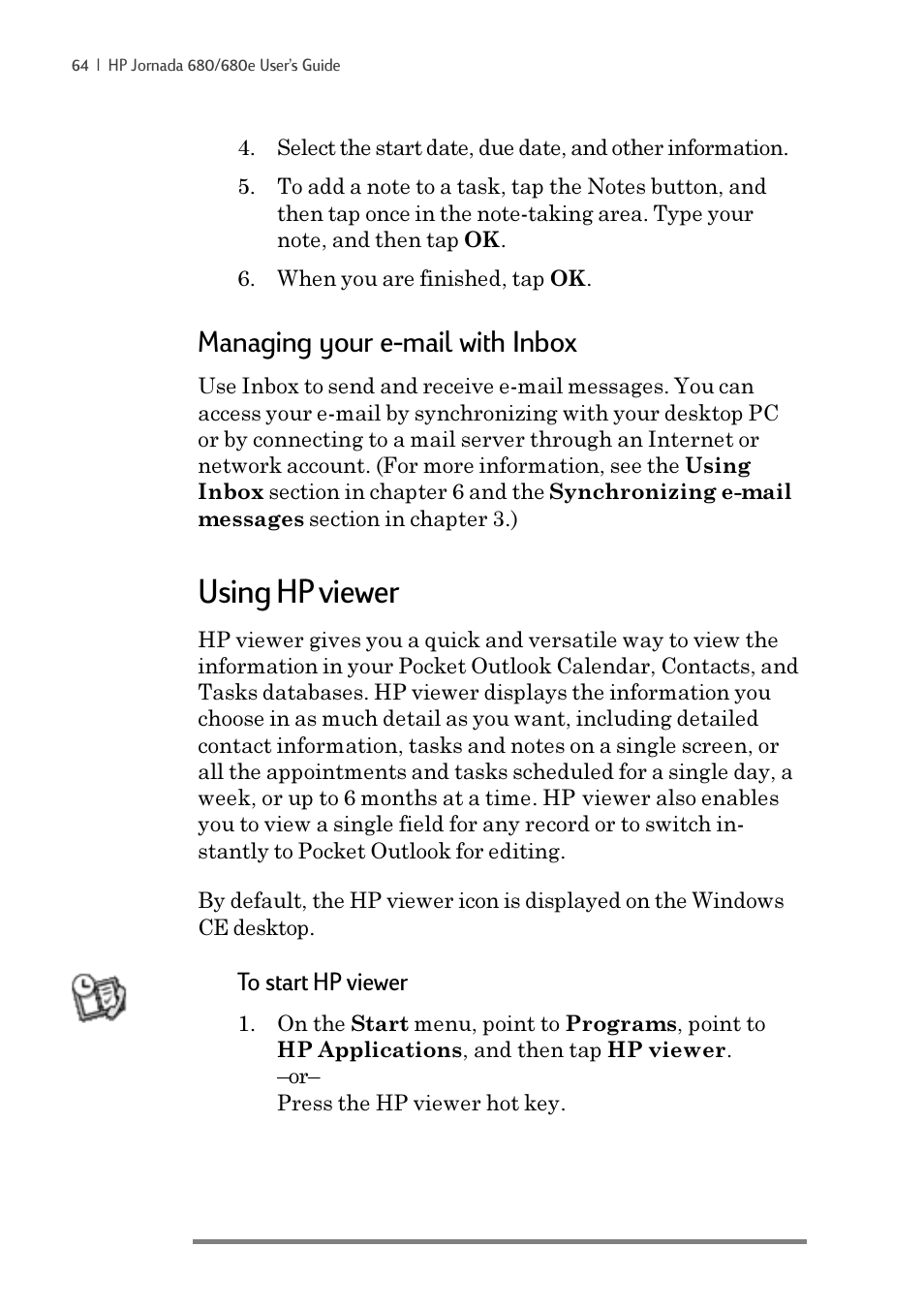 Using hp viewer, Managing your e-mail with inbox | iSimple Handheld PC 680/680e User Manual | Page 70 / 202