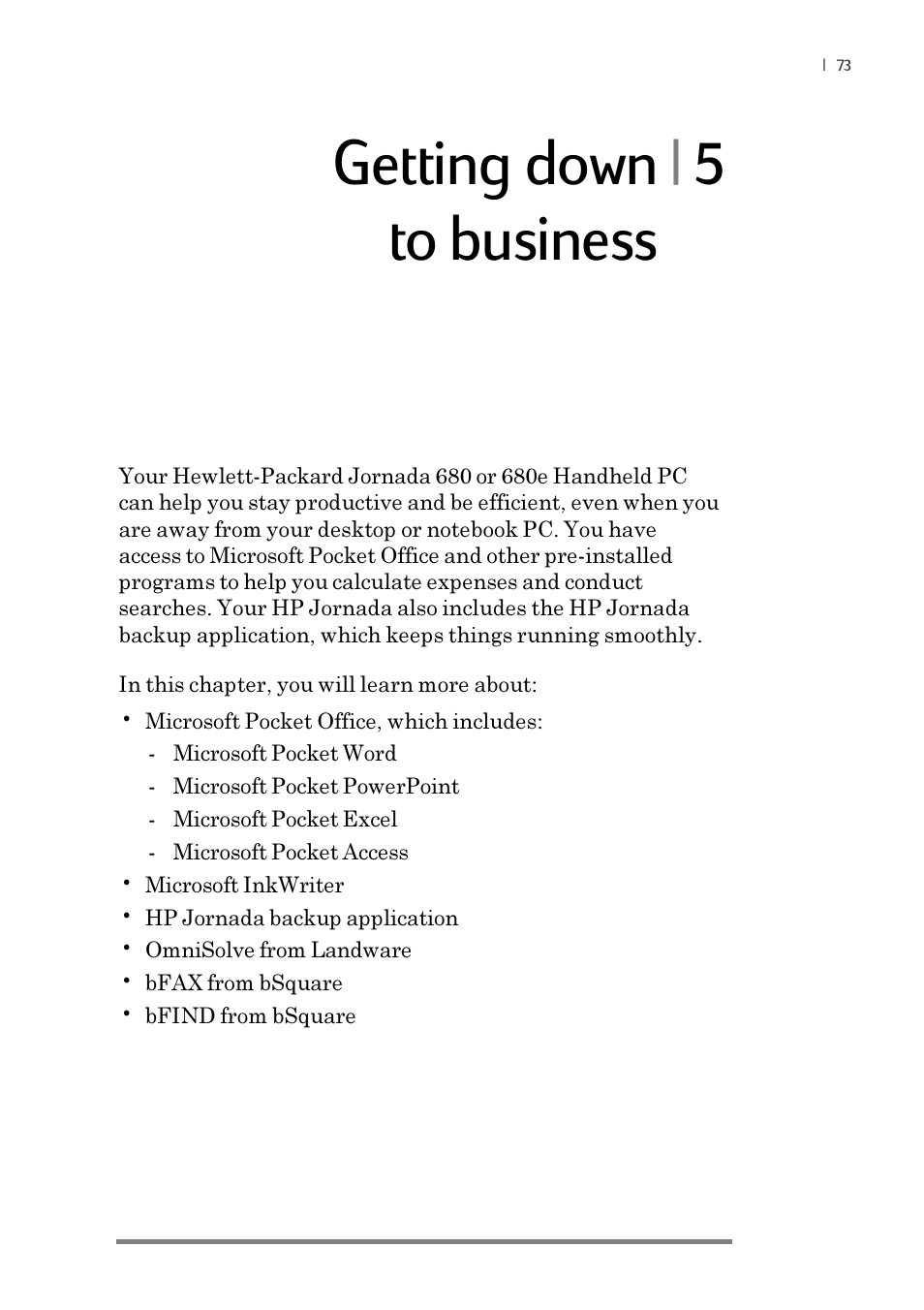 Getting down | 5 to business | iSimple Handheld PC 680/680e User Manual | Page 79 / 202