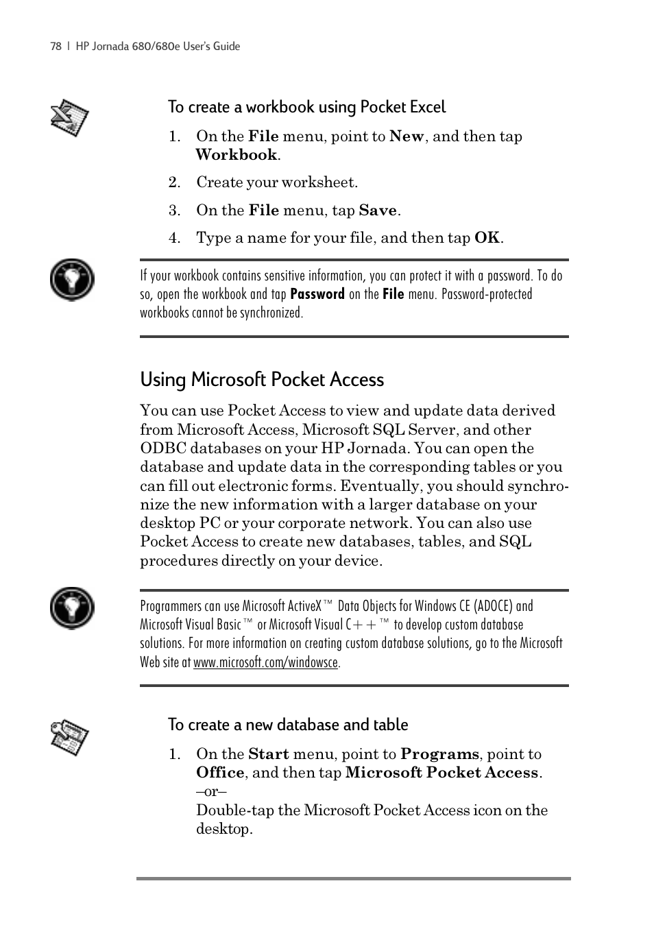Using microsoft pocket access | iSimple Handheld PC 680/680e User Manual | Page 84 / 202