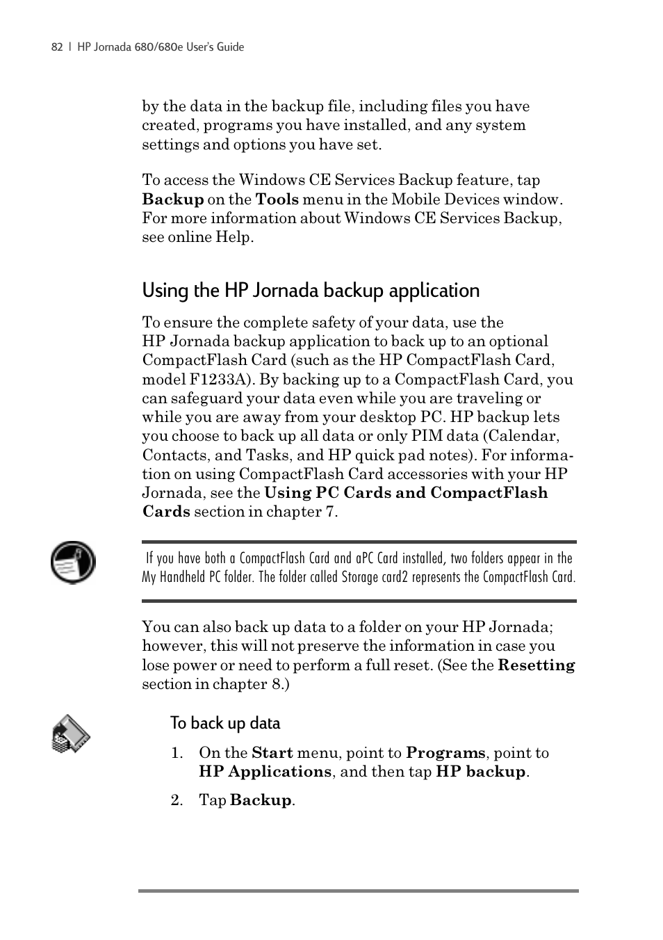 Using the hp jornada backup application | iSimple Handheld PC 680/680e User Manual | Page 88 / 202