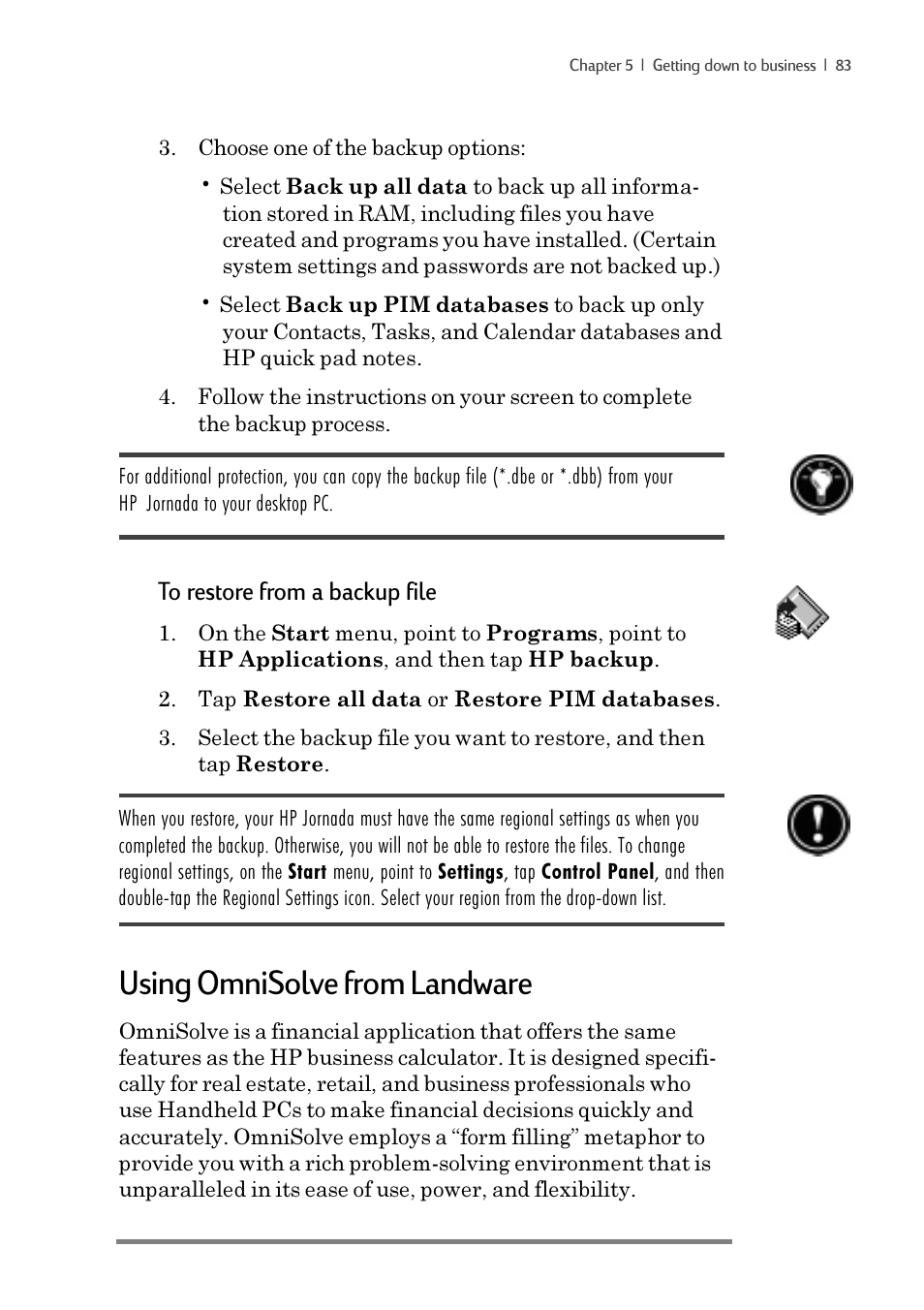 Using omnisolve from landware | iSimple Handheld PC 680/680e User Manual | Page 89 / 202