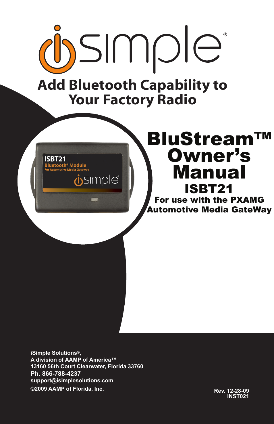 iSimple BLUSTREAM ISBT21 User Manual | 8 pages