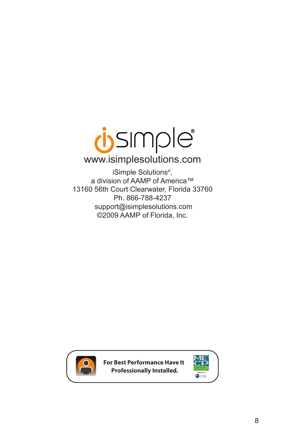 iSimple BLUSTREAM ISBT21 User Manual | Page 8 / 8