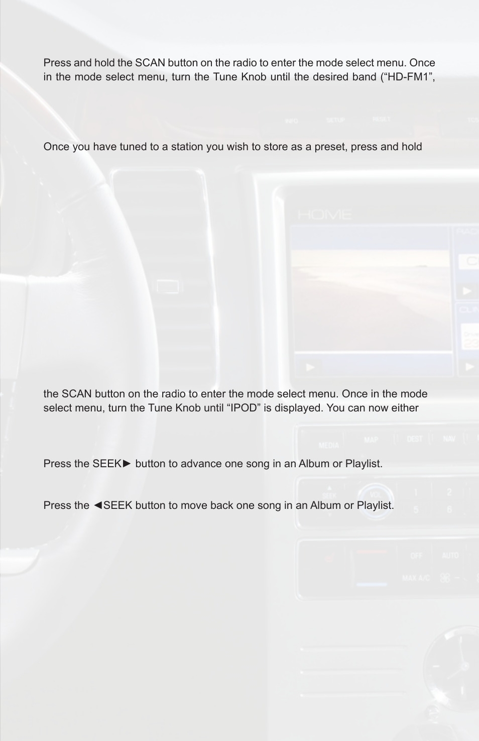 Ipod operation (non-navigation radios) | iSimple PGHFD1 User Manual | Page 15 / 22