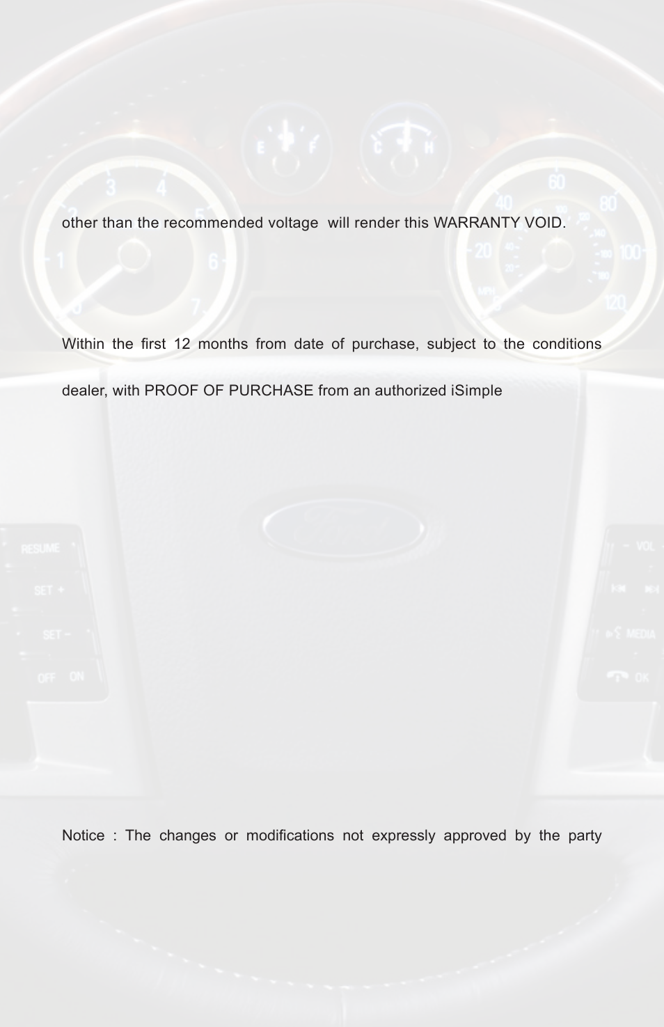 Warranty, One year limited warranty, Warning | Fcc class b radio frequency interference statement | iSimple PGHFD1 User Manual | Page 18 / 22
