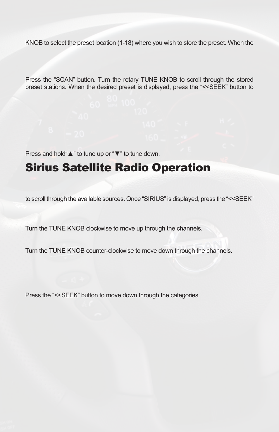 Sirius satellite radio operation | iSimple PGHNI2 User Manual | Page 22 / 42