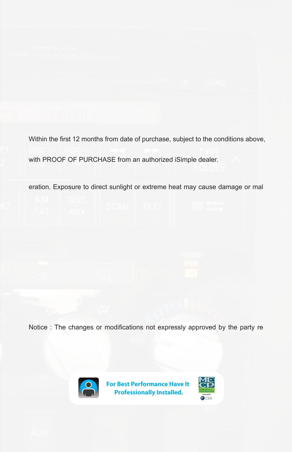 Warranty | iSimple ISTY11 User Manual | Page 9 / 12
