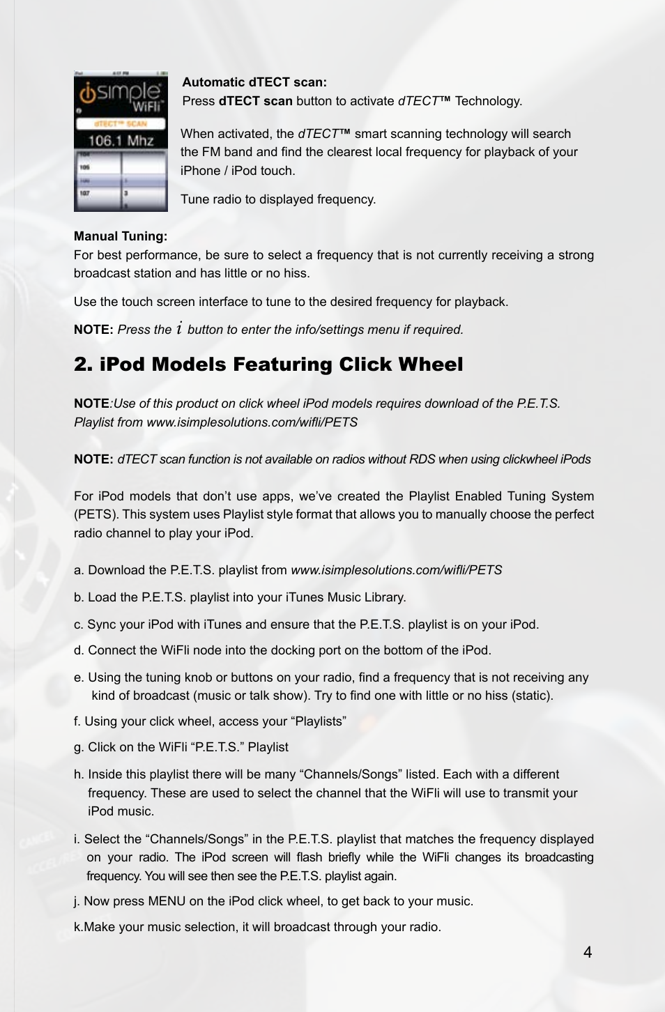 Ipod models featuring click wheel | iSimple IS713 User Manual | Page 7 / 12