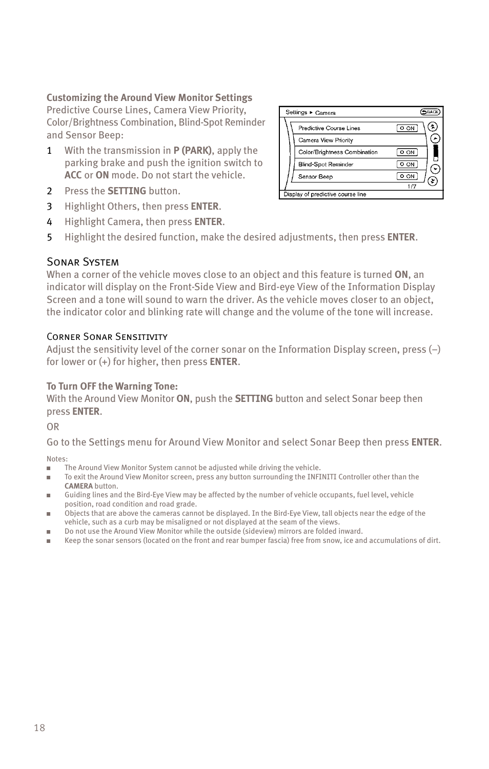 Sonar system | Infiniti EX35 User Manual | Page 20 / 48