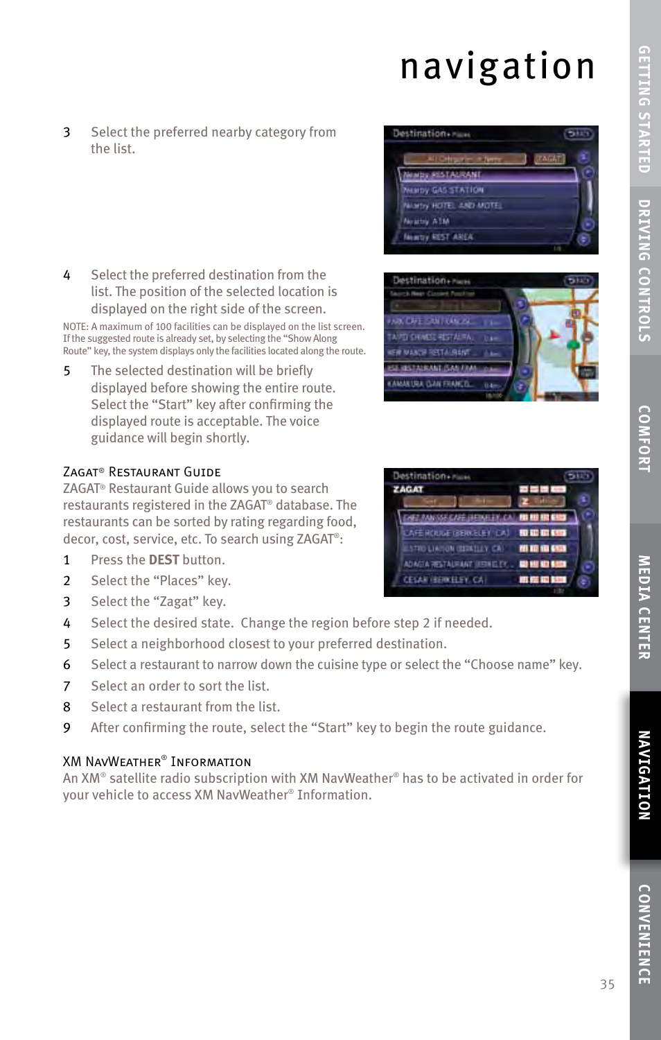 Navigation | Infiniti EX35 User Manual | Page 37 / 48