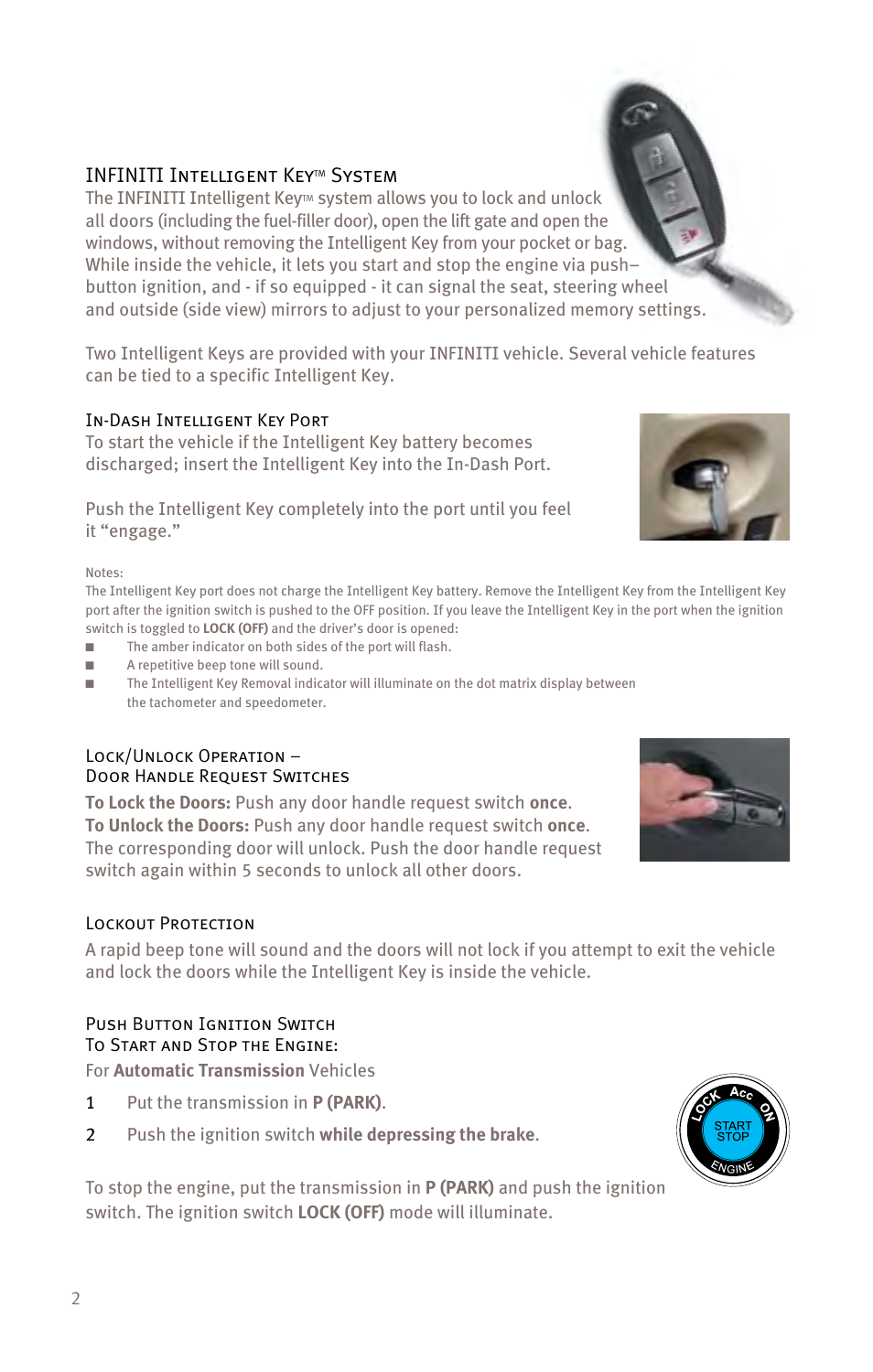 Infiniti intelligent key, System | Infiniti EX35 User Manual | Page 4 / 48
