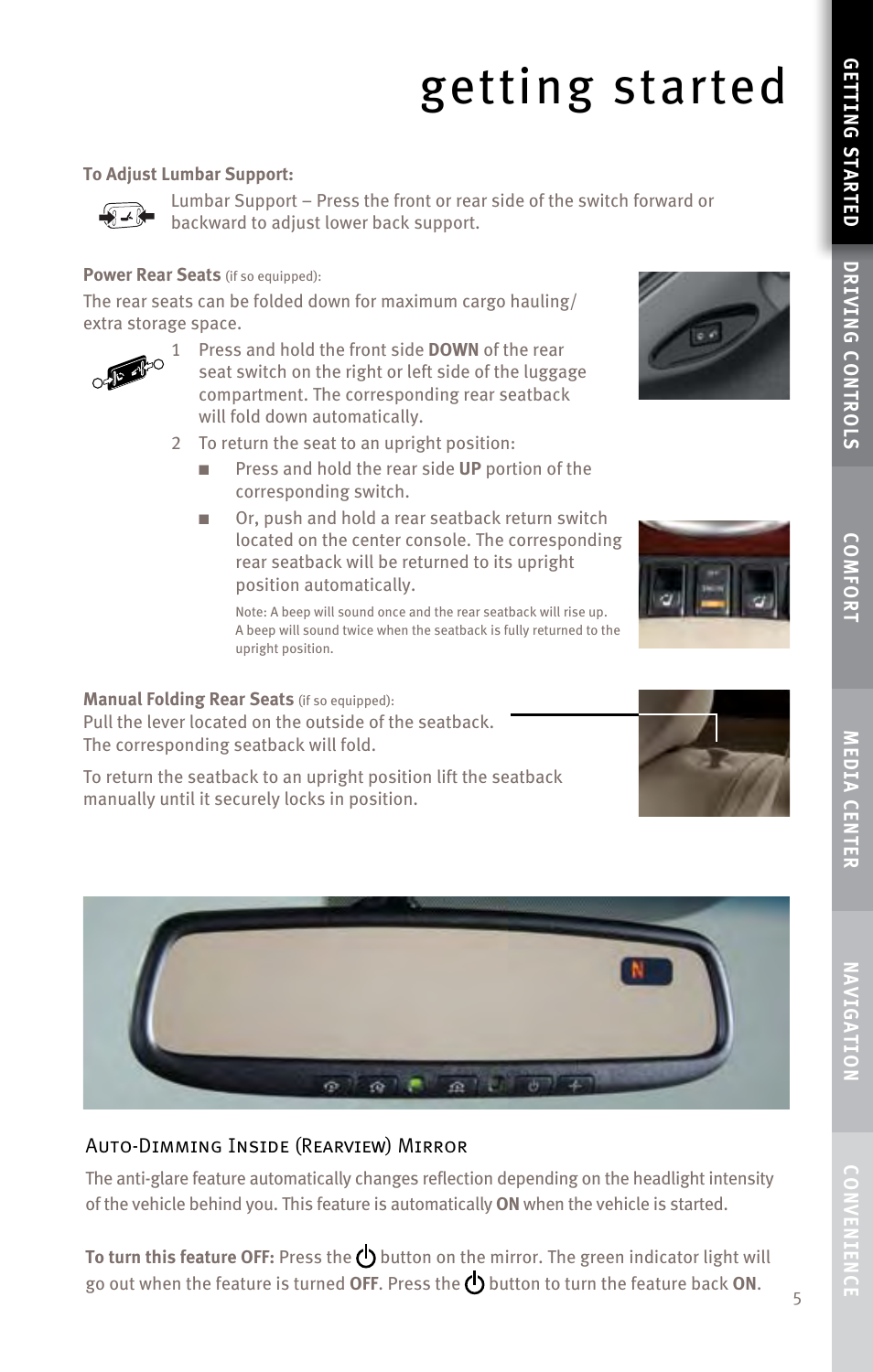 Getting started | Infiniti EX35 User Manual | Page 7 / 48