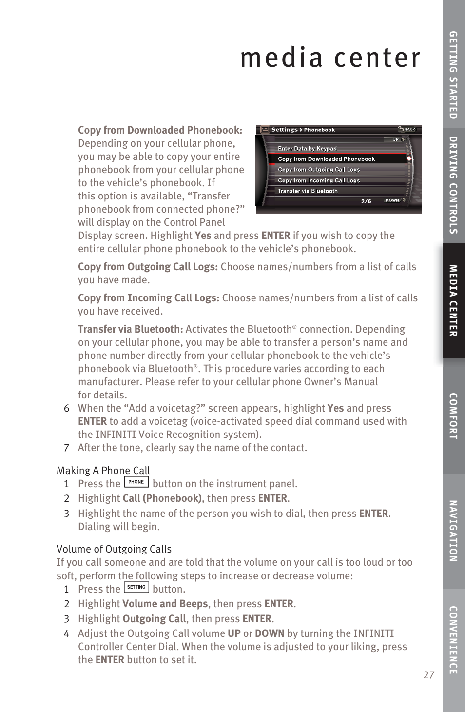 Media center | Infiniti M45 User Manual | Page 29 / 48