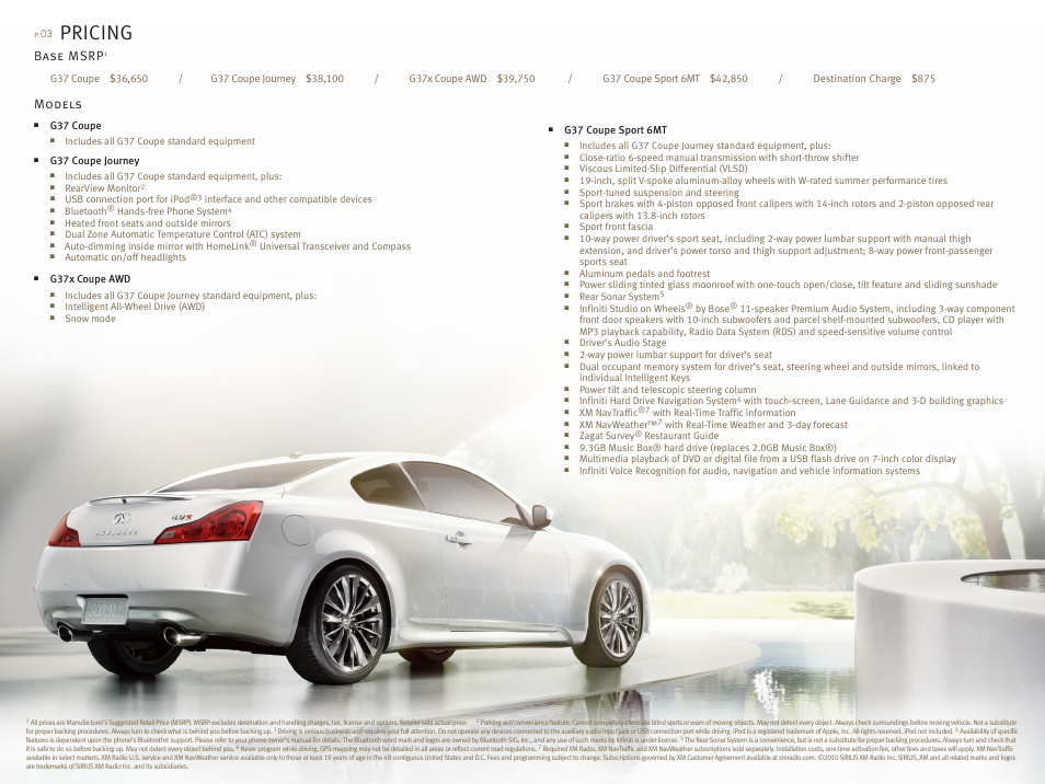 Pricing | Infiniti COUPE G37 User Manual | Page 3 / 5