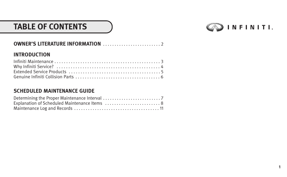 Infiniti Automobile User Manual | Page 3 / 47