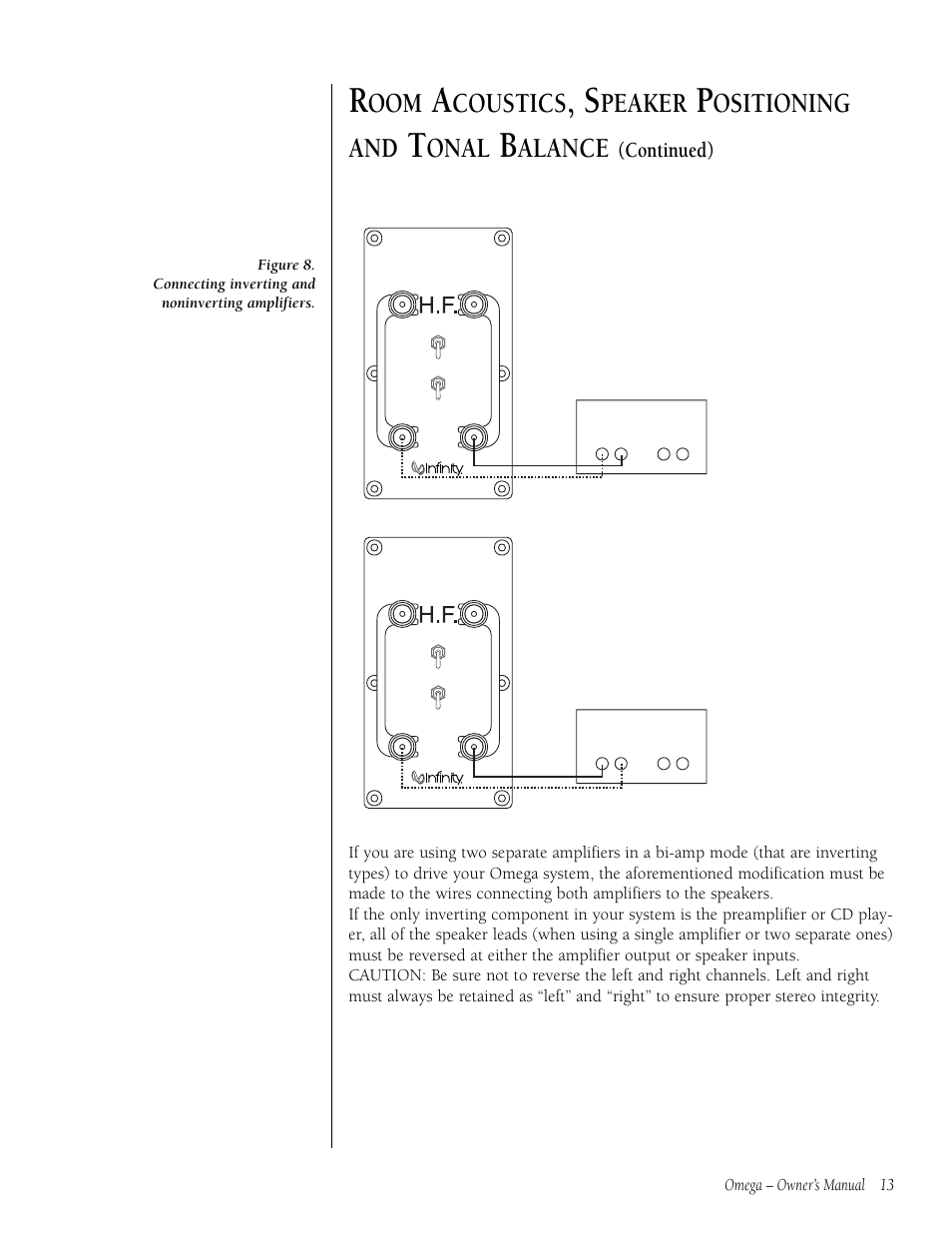 Coustics, Peaker, Ositioning and | Onal, Alance, Continued) | Infiniti OMEGA 9301297-001 User Manual | Page 13 / 16