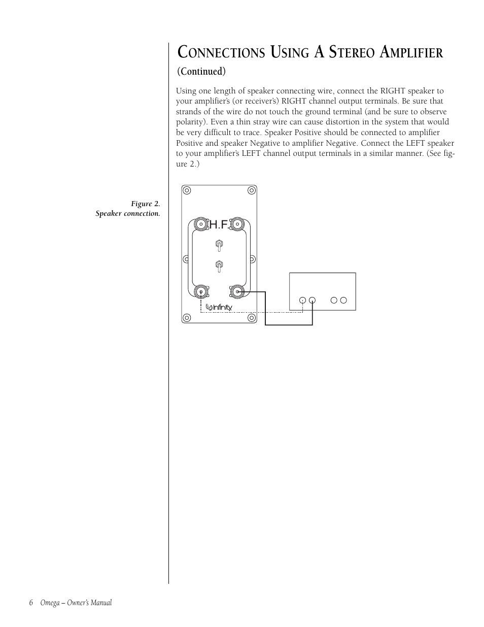 Onnections, Sing, Tereo | Mplifier, Continued) | Infiniti OMEGA 9301297-001 User Manual | Page 6 / 16