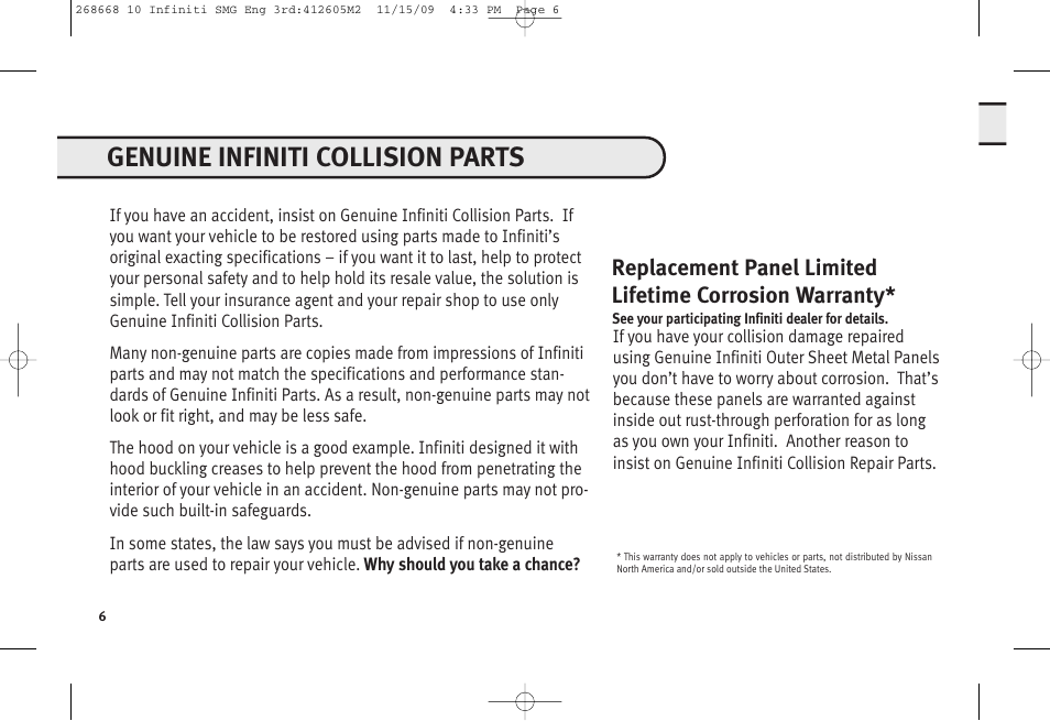 Genuine infiniti collision parts | Infiniti M35 User Manual | Page 7 / 52