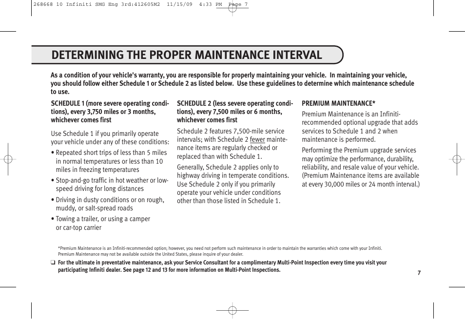 Determining the proper maintenance interval | Infiniti M35 User Manual | Page 8 / 52