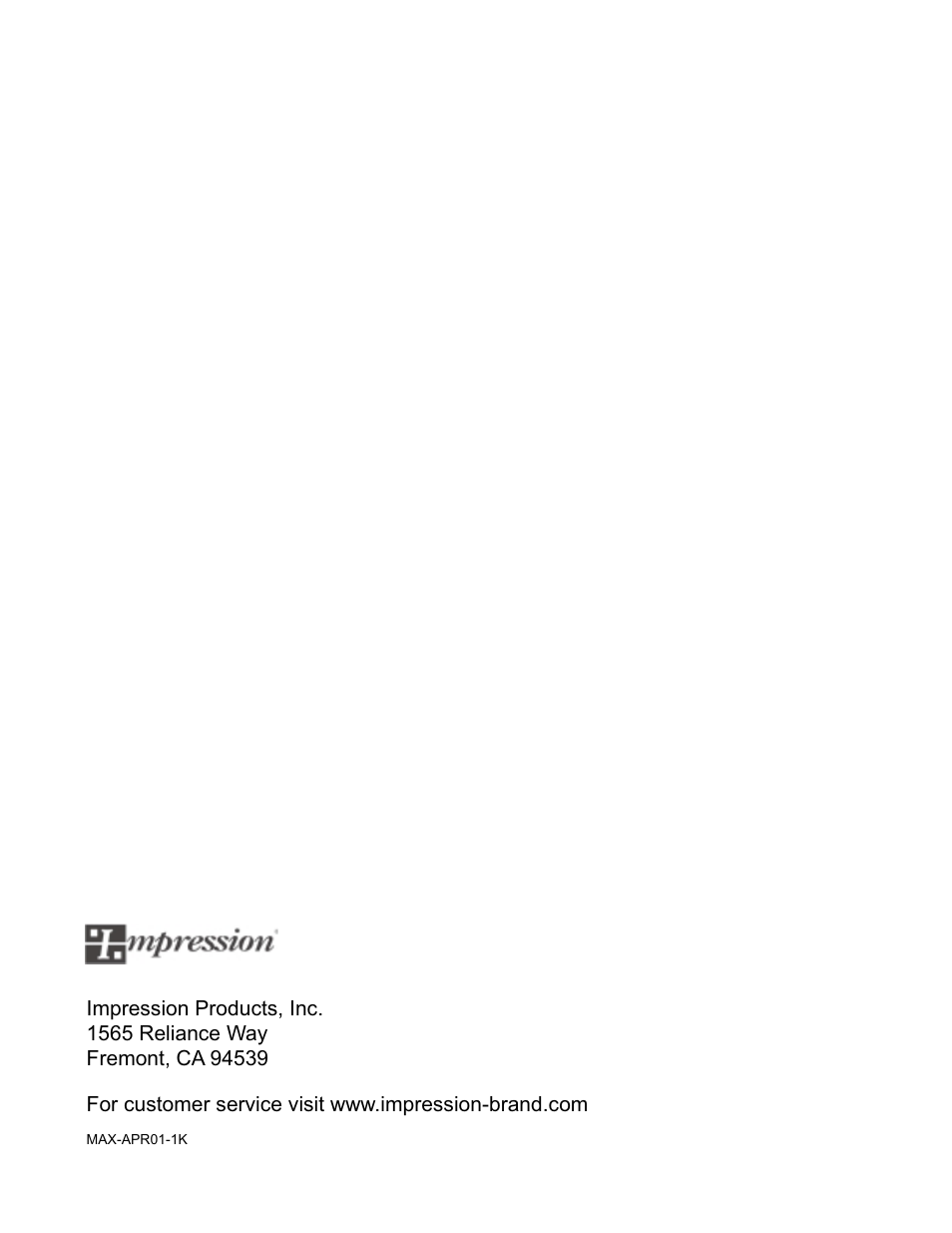 Impression Products MAX-300 User Manual | Page 17 / 17