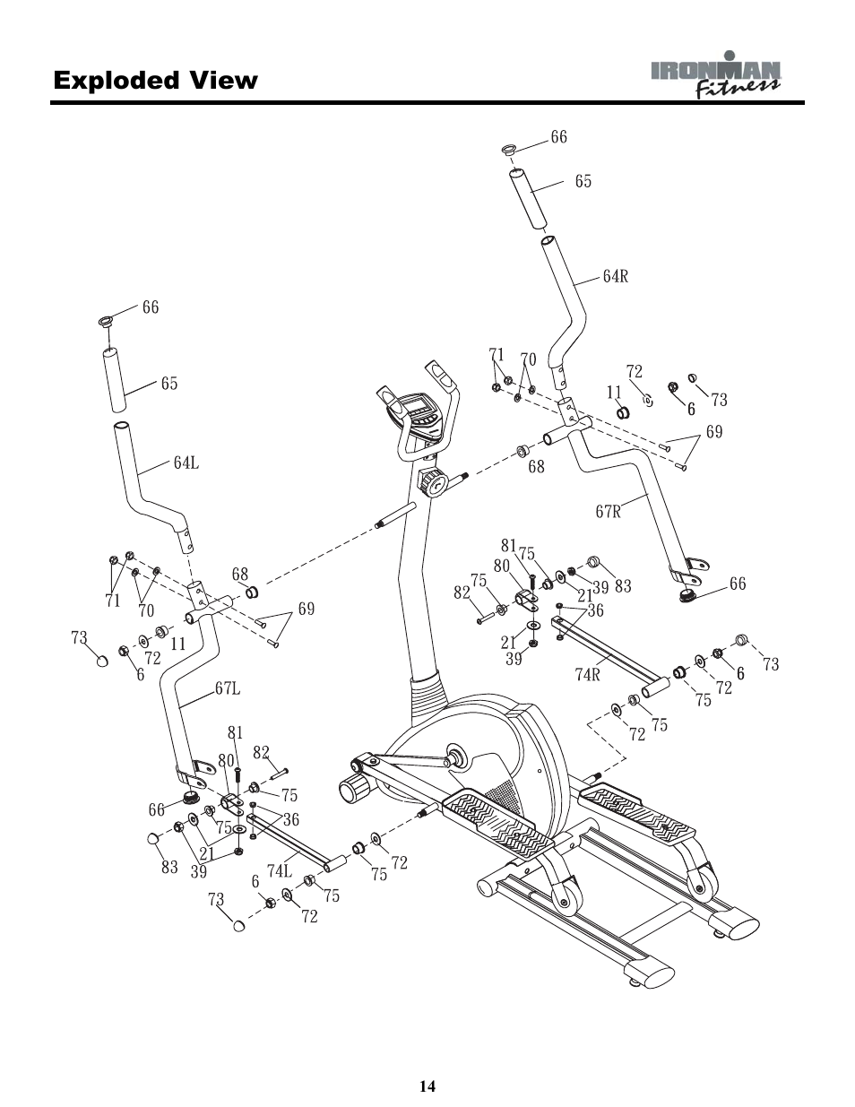 Exploded view | Ironman Fitness IRONMAN 120e User Manual | Page 14 / 18