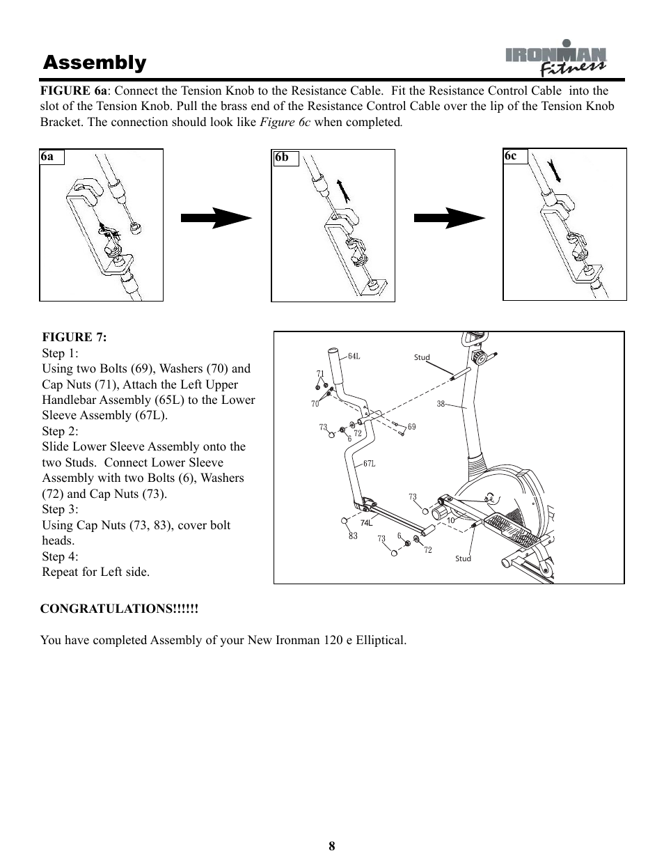 Assembly | Ironman Fitness IRONMAN 120e User Manual | Page 8 / 18