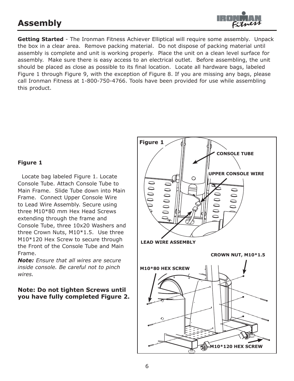 Figure 1, Assembly | Ironman Fitness Achiever User Manual | Page 6 / 23