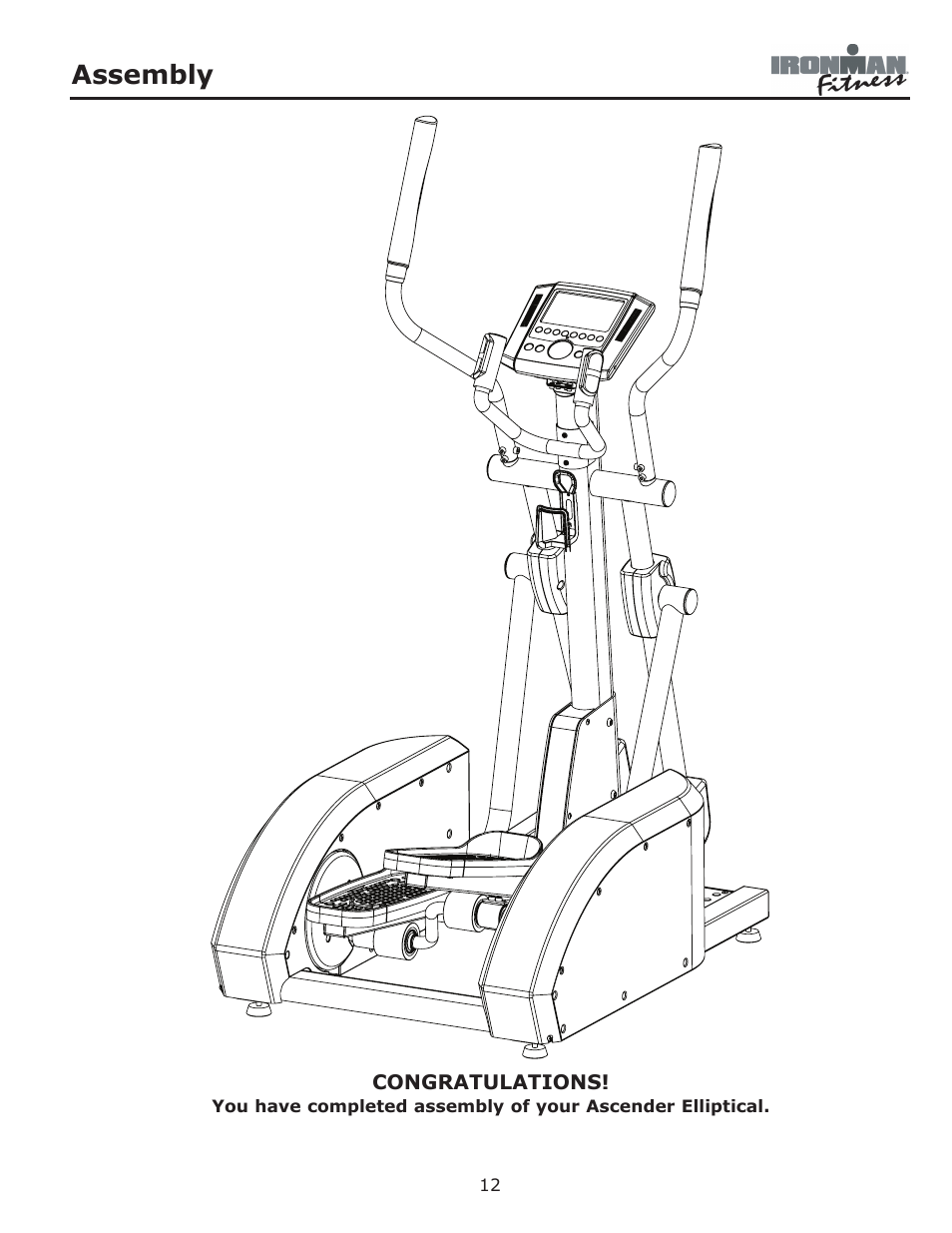 Assembly | Ironman Fitness ASCENDER User Manual | Page 12 / 20