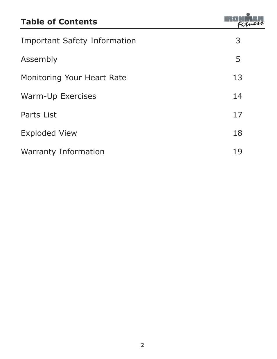 Ironman Fitness ASCENDER User Manual | Page 2 / 20