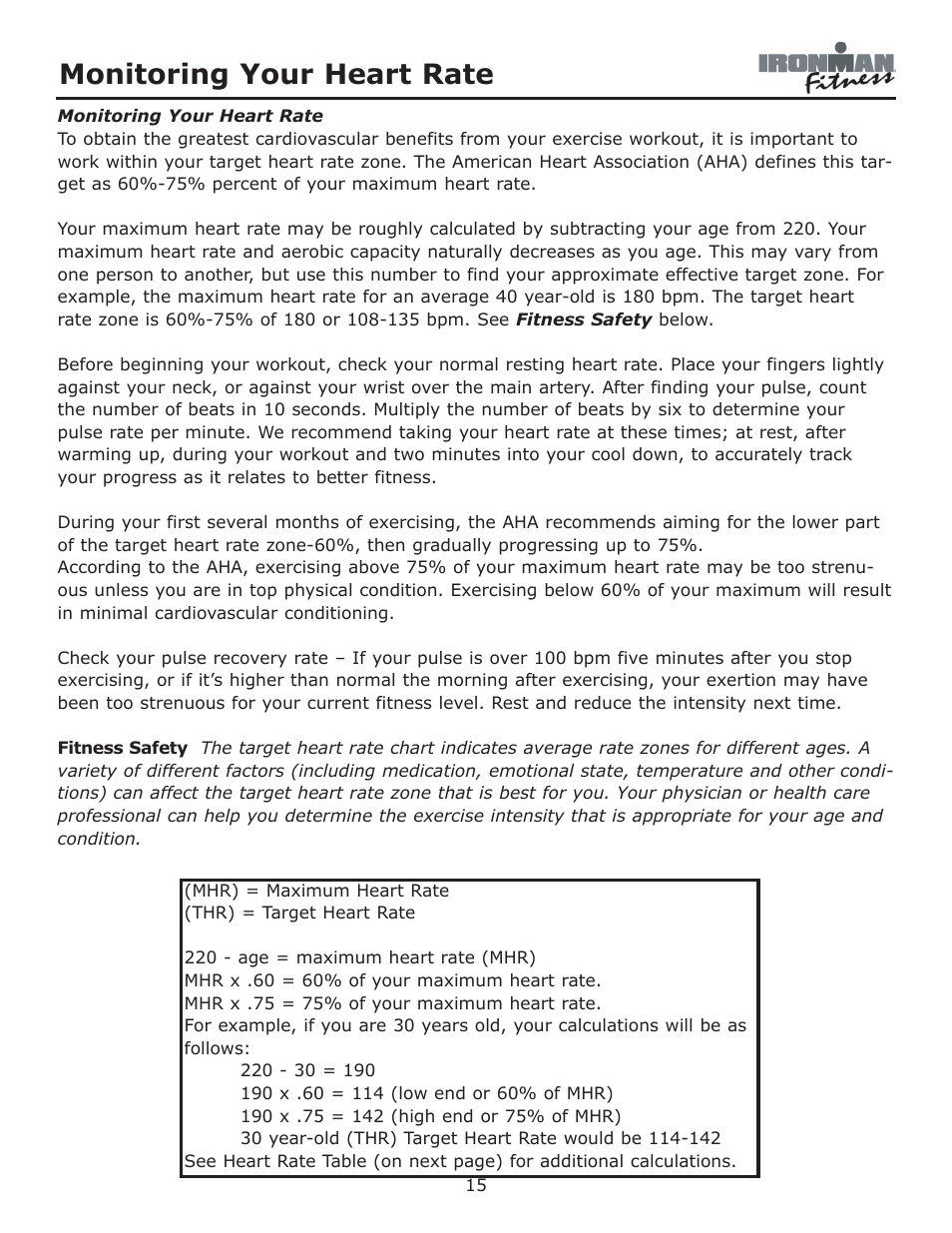 Monitoring your heart rate | Ironman Fitness Envision User Manual | Page 15 / 32