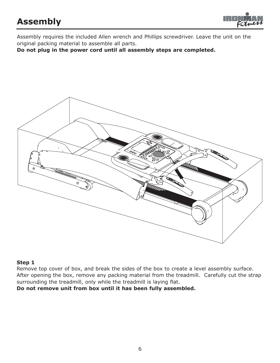 Assembly | Ironman Fitness Envision User Manual | Page 6 / 32